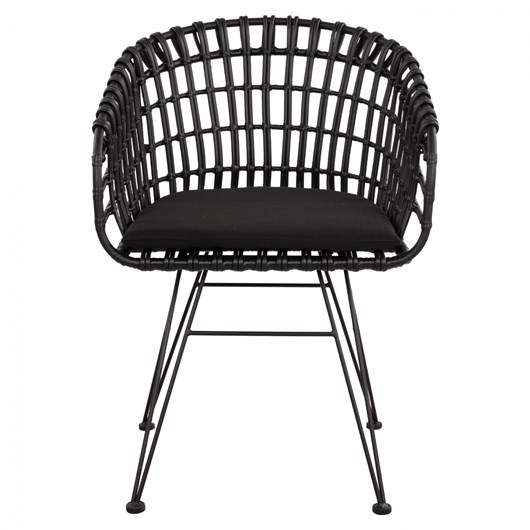 ΠΟΛΥΘΡΟΝΑ ΤΥΠΟΥ ΦΩΛΙΑ ΜΕΤΑΛΛΙΚΗ ALLEGRA HM5456.02 ΜΕ WICKER ΜΑΥΡΟ 59Χ56,5Χ83Υ εκ.