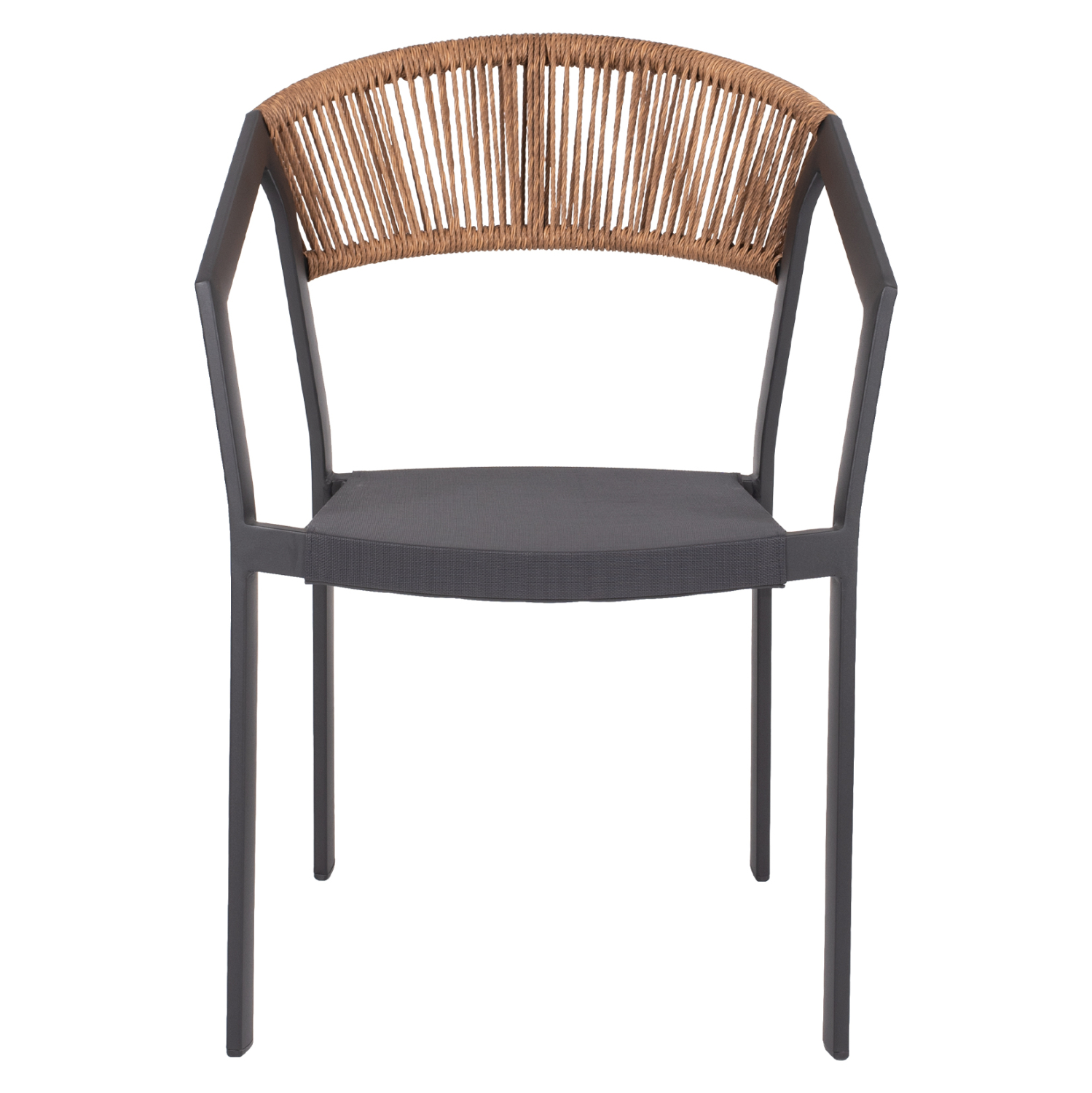 ΠΟΛΥΘΡΟΝΑ ΑΛΟΥΜΙΝΙΟΥ HM5891.01 ΑΝΘΡΑΚΙ ΣΚΕΛΕΤΟΣ&TEXTLINE-ΜΠΕΖ RATTAN 56,5x58x79Υ εκ.