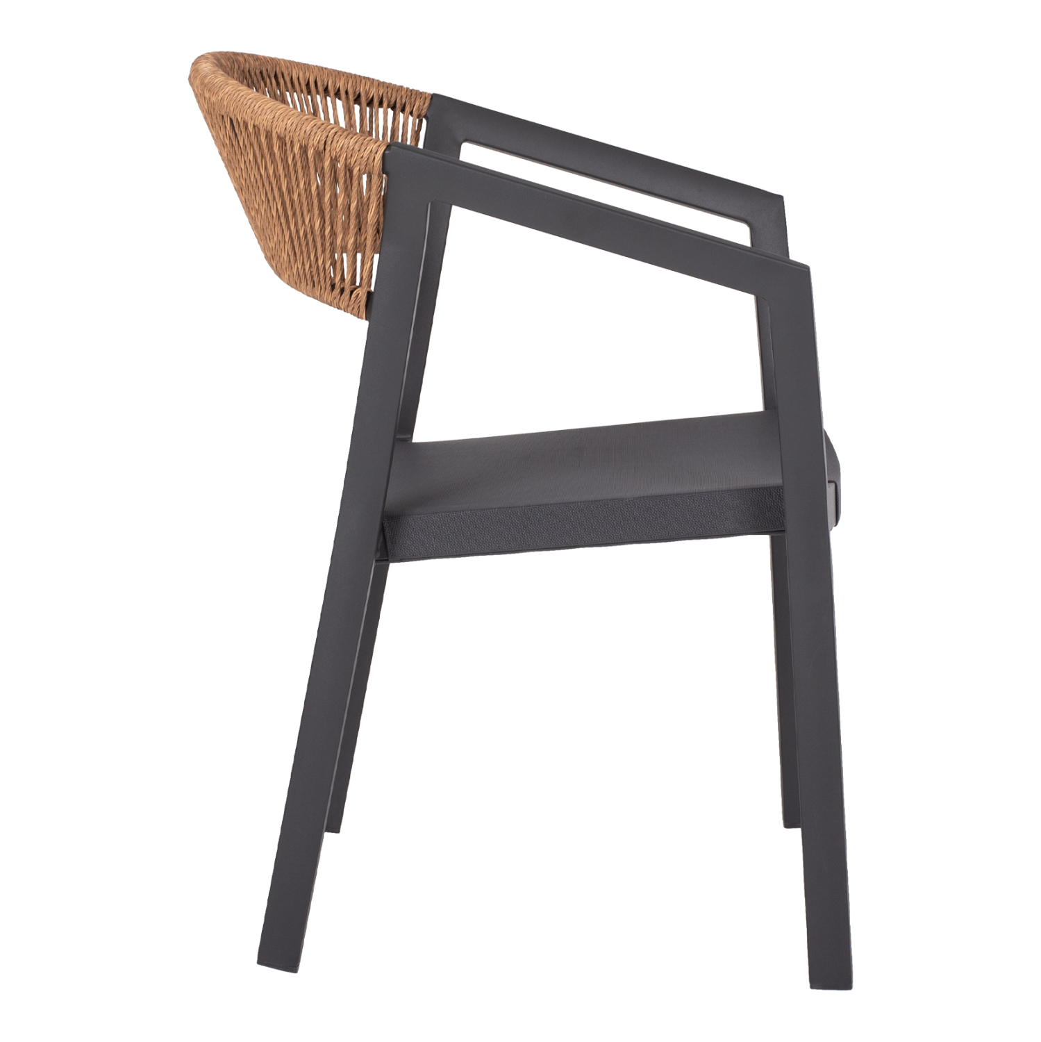 ΠΟΛΥΘΡΟΝΑ ΑΛΟΥΜΙΝΙΟΥ HM5891.01 ΑΝΘΡΑΚΙ ΣΚΕΛΕΤΟΣ&TEXTLINE-ΜΠΕΖ RATTAN 56,5x58x79Υ εκ.