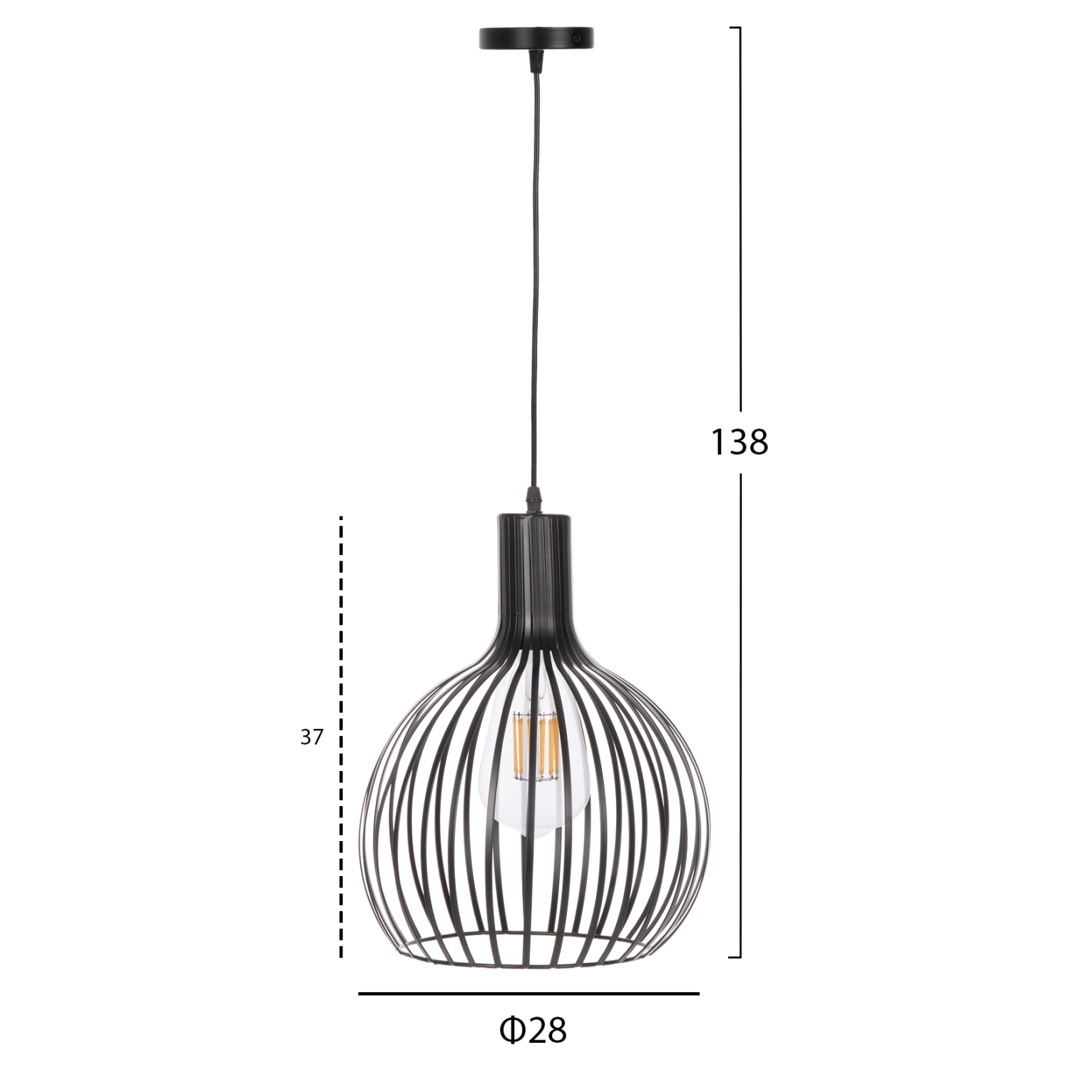 ΦΩΤΙΣΤΙΚΟ ΟΡΟΦΗΣ ΚΡΕΜΑΣΤΟ HM4164 ΜΑΥΡΟ ΜΕΤΑΛΛΙΚΟ ΚΑΠΕΛΟ Φ28x138Υεκ.