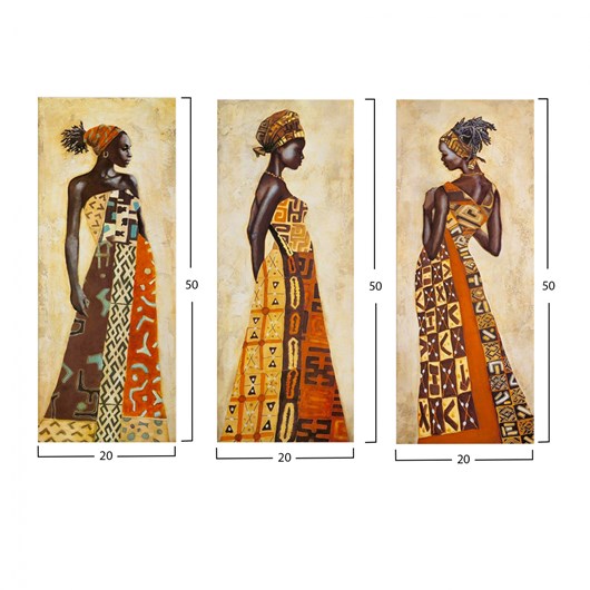 ΠΙΝΑΚΑΣ ΤΡΙΠΤΥΧΟ MDF AFRICAN STYLE WOMEN HM7204.03 60X0,3X50 εκ.