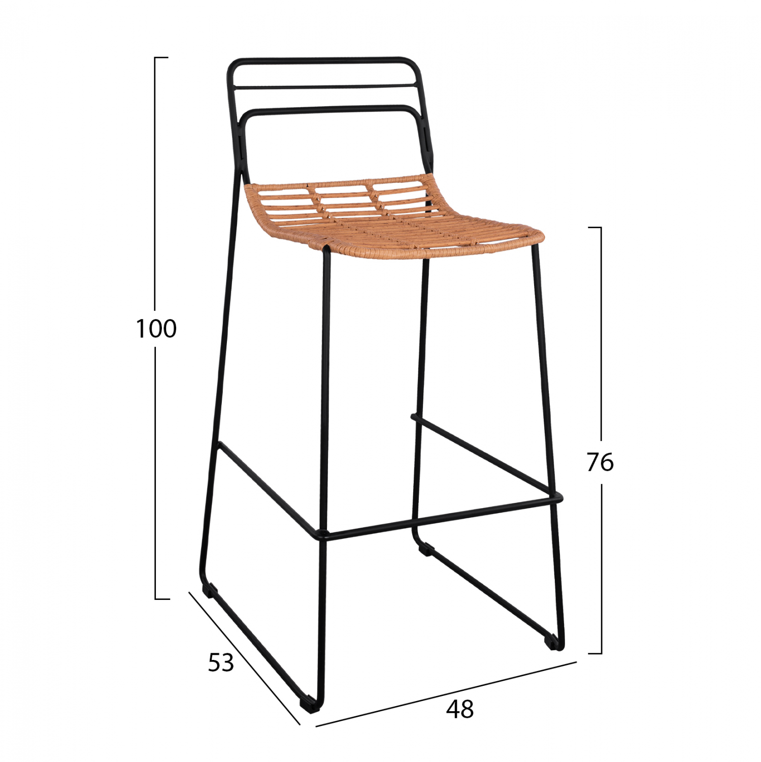 ΣΚΑΜΠΟ ΜΕΤΑΛΛΙΚΟ ALLEGRA HM5642 ΜΕ WICKER ΣΕ ΜΠΕΖ ΑΠΟΧΡΩΣΗ 48x53x100 εκ.