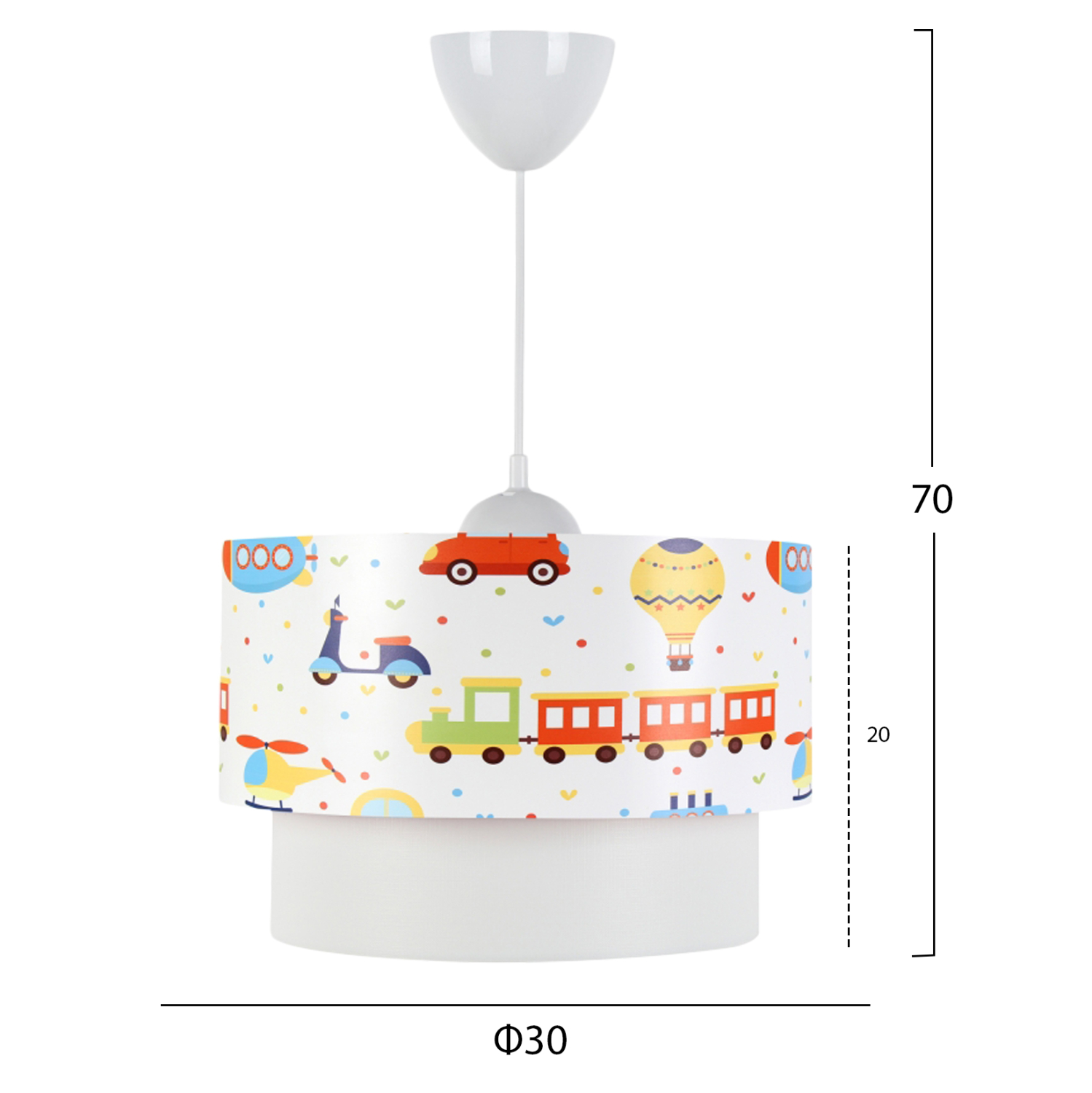 ΠΑΙΔΙΚΟ ΦΩΤΙΣΤΙΚΟ ΟΡΟΦΗΣ ΥΦΑΣΜΑΤΙΝΟ HM7573.01 ΛΕΥΚΟ ΣΧΕΔΙΟ TRANSPORT TOYS Φ30x70εκ