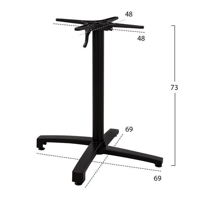 ΒΑΣΗ ΑΛΟΥΜΙΝΙΟΥ ΠΤΥΣΣΟΜΕΝΗ HM459.01 ΜΑΥΡΟ ΜΑΤ 69Χ69Χ73Υεκ. ΜΕ ΣΤΑΥΡΟ 48Χ48εκ.