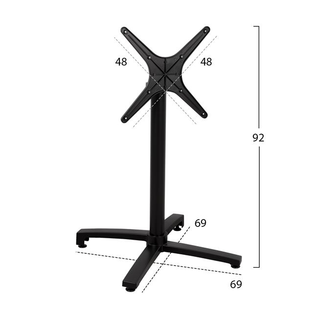 ΒΑΣΗ ΑΛΟΥΜΙΝΙΟΥ ΠΤΥΣΣΟΜΕΝΗ HM459.01 ΜΑΥΡΟ ΜΑΤ 69Χ69Χ73Υεκ. ΜΕ ΣΤΑΥΡΟ 48Χ48εκ.