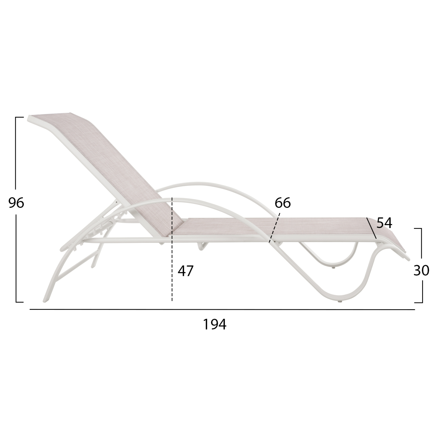 ΞΑΠΛΩΣΤΡΑ ΑΛΟΥΜΙΝΙΟΥ WAKANA ΛΕΥΚΗ ΜΕ TEXTLINE ΛΕΥΚΟ HM5133.02 194x54-66x30 cm.