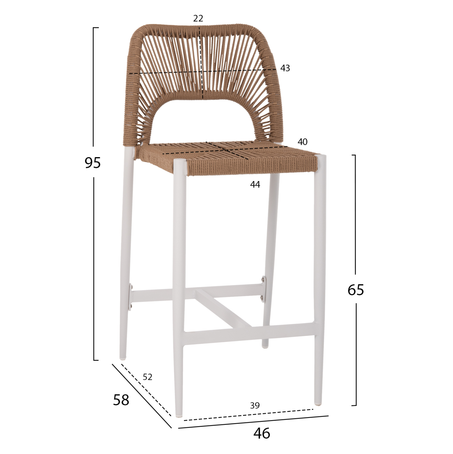 ΣΚΑΜΠΟ ΜΠΑΡ ΜΕΣ.ΥΨΟΥΣ NOJO HM5920.01 ΛΕΥΚΟ ΑΛΟΥΜΙΝΙΟ--ΜΠΕΖ ΣΥΝΘ.RATTAN 40x55.5x99Yεκ
