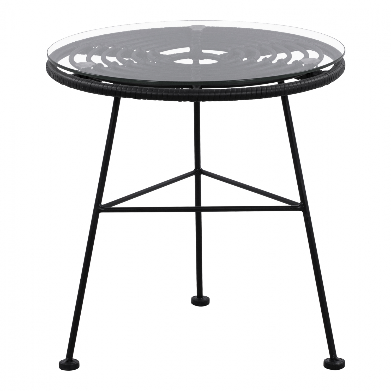 ΤΡΑΠΕΖΙ ΜΕΤΑΛΛΙΚΟ ALLEGRA ΜΕ WICKER ΣΕ ΜΑΥΡΗ ΑΠΟΧΡΩΣΗ ΚΑΙ ΓΥΑΛΙ HM5459.02 Φ45x46εκ