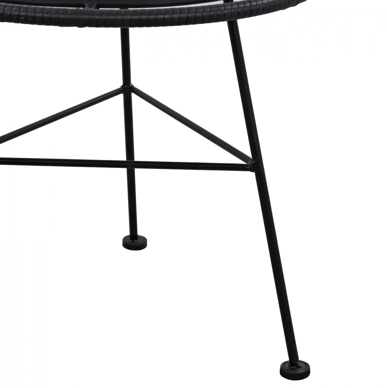 ΤΡΑΠΕΖΙ ΜΕΤΑΛΛΙΚΟ ALLEGRA ΜΕ WICKER ΣΕ ΜΑΥΡΗ ΑΠΟΧΡΩΣΗ ΚΑΙ ΓΥΑΛΙ HM5459.02 Φ45x46εκ