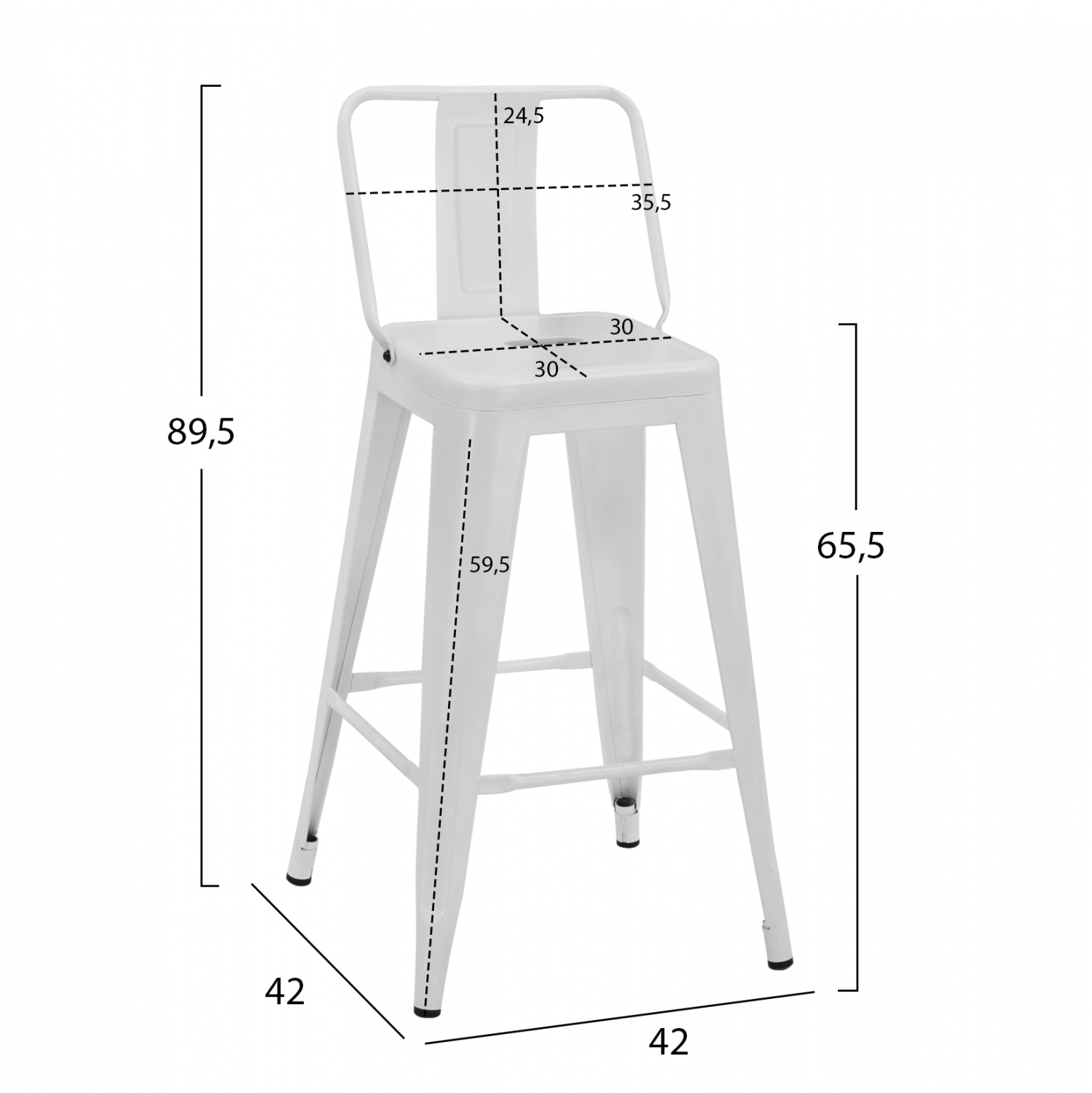 ΣΚΑΜΠΟ ΜΕΣΑΙΟΥ ΥΨΟΥΣ ΜΕΤΑΛΛΙΚΟ MELITA ΜΕ ΠΛΑΤΗ ΣΕ ΛΕΥΚΟ ΜΑΤ HM8574.31 42x42x89,5Υ εκ.