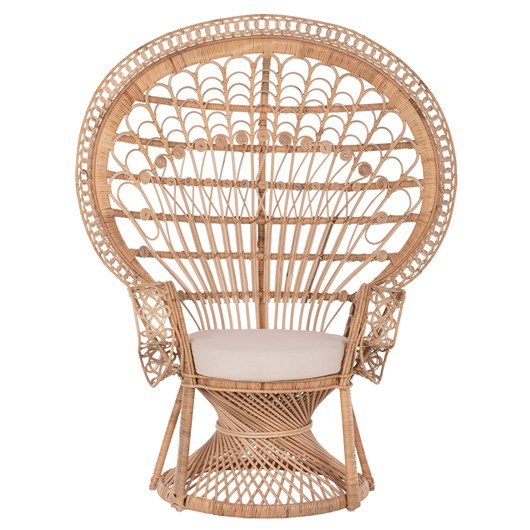 ΠΟΛΥΘΡΟΝΑ ROYAL PEACOCK HM9342 RATTAN ΣΕ ΦΥΣΙΚΟ-ΜΑΞΙΛΑΡΙ ΜΠΕΖ 114x72x150Yεκ.