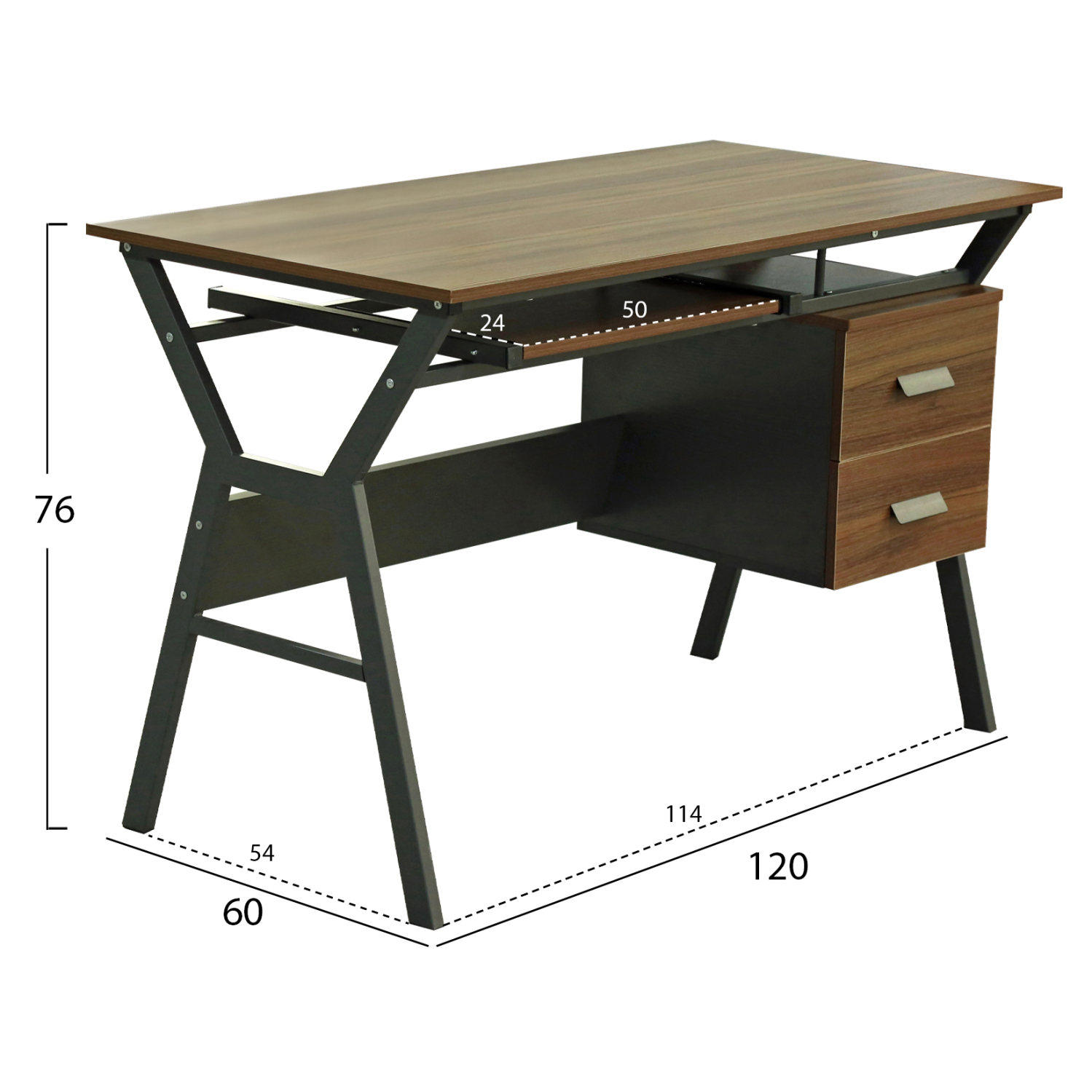 ΓΡΑΦΕΙΟ VITINO HM2130.03 ΜΕΛΑΜΙΝΗ-ΜΕΤΑΛΛΟ ΣΕ ΚΑΡΥΔΙ-ΓΚΡΙ 120X60X76εκ.