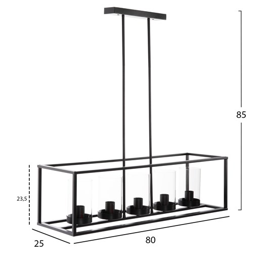 ΦΩΤΙΣΤΙΚΟ ΟΡΟΦΗΣ ΚΡΕΜΑΣΤΟ HM4082 ΜΑΥΡΟ ΜΕΤΑΛΛΟ ΚΑΙ ΓΥΑΛΙ 80x25x23,5-85Yεκ.
