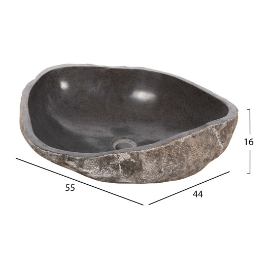 ΝΙΠΤΗΡΑΣ STONE SINK ΛΑΞΕΥΜΕΝΗ ΠΕΤΡΑ ΓΚΡΙ ΑΠΟΧΡΩΣΗ HM4193 55x44x16 εκ.