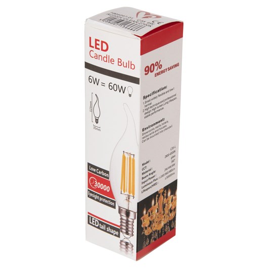 ΛΑΜΠΤΗΡΑΣ HM4047.01 ΣΤΥΛ ΦΛΟΓΑ LED FILAMENT 6W E14 3000K ΔΙΑΦΑΝΟ DIMMABLE