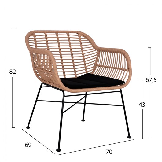 ΣΕΤ ΣΑΛΟΝΙ 4ΤΜΧ ALLEGRA HM5460 ΜΕΤΑΛΛΟ & WICKER ΣΕ ΜΠΕΖ ΧΡΩΜΑ