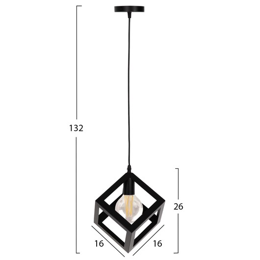 ΦΩΤΙΣΤΙΚΟ ΟΡΟΦΗΣ ΚΡΕΜΑΣΤΟ HM4192 ΜΑΥΡΟΣ ΜΕΤΑΛΛΙΚΟΣ ΚΥΒΟΣ 16x16x132Υεκ.