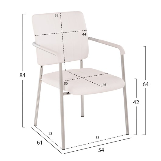 ΚΑΡΕΚΛΑ QUESTA ΜΕ ΜΠΡΑΤΣΑ HM1070.02 ΛΕΥΚΗ 56,5x59x85 cm