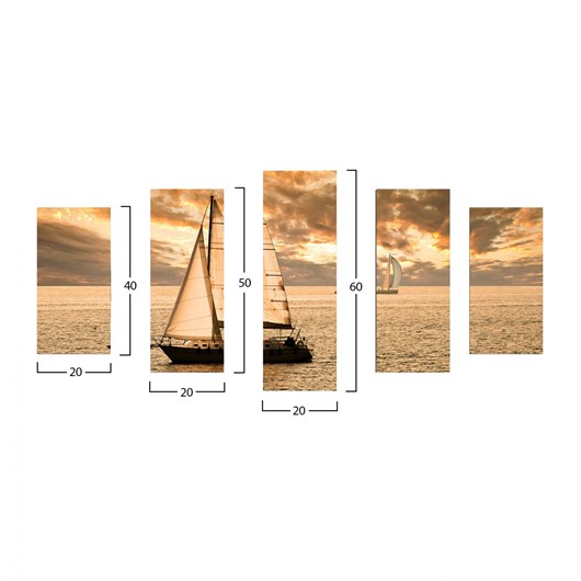 ΠΙΝΑΚΑΣ ΠΕΝΤΑΠΤΥΧΟ MDF SUNSET SAILING HM7206.01 100X0,3X60 εκ.