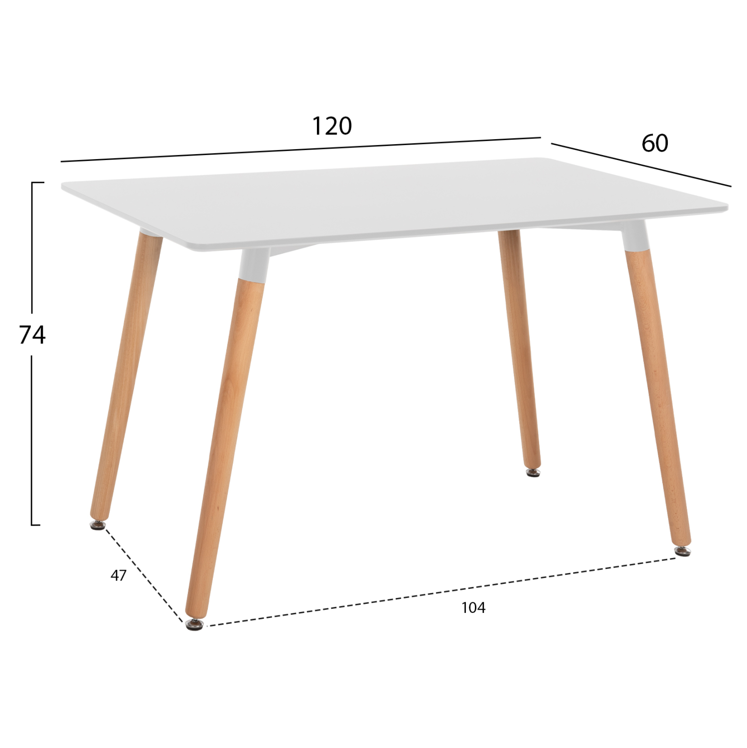 ΤΡΑΠΕΖΙ MINIMAL HM8581.01 ΛΕΥΚΟ MDF-ΠΟΔΙΑ ΟΞΙΑ ΣΕ ΦΥΣΙΚΟ ΧΡΩΜΑ- 120Χ60X74Υεκ.