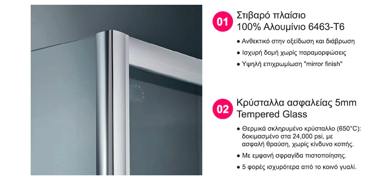 Starlet Slider Διαχωριστικό Ντουζιέρας με Συρόμενη Πόρτα 97-101x180cm Stripes