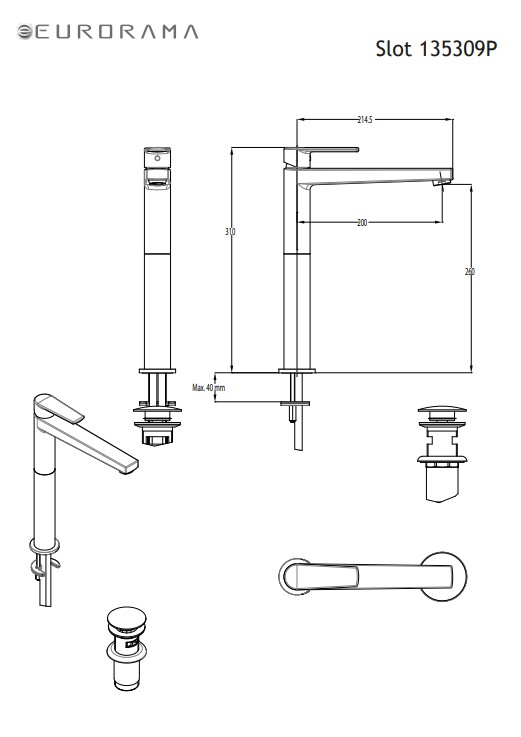 Eurorama Slot 135309P Μπαταρία Νιπτήρος Υψηλή