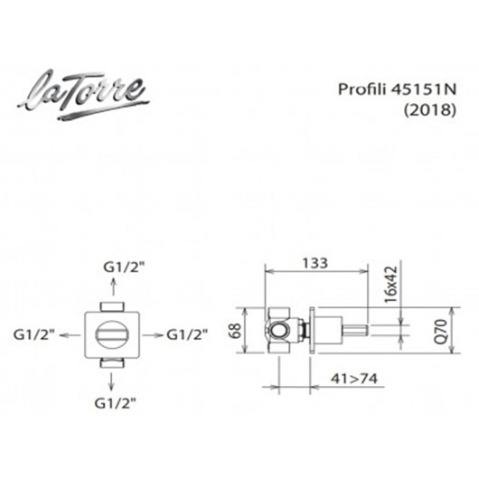 La Torre Profili 45151N-100 Εκτροπέας Εντοιχισμού 3 Εξόδων