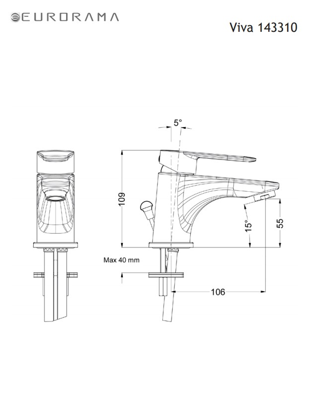 Μπαταρία νιπτήρος  Eurorama  Viva 143310-100