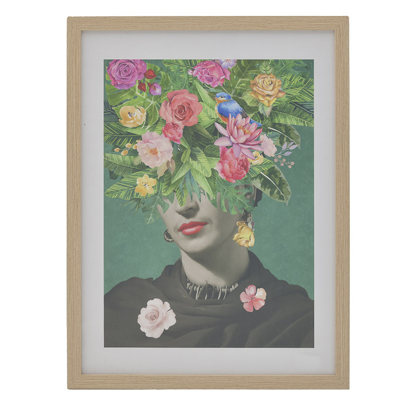 ΠΙΝΑΚΑΣ ΜΕ ΠΛΑΙΣΙΟ PRINTED FRIDA KAHLO ΠΡΑΣΙΝΟ 60X80 (3-90-054-0007)