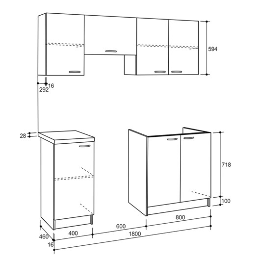 ΣΥΝΘΕΣΗ ΚΟΥΖΙΝΑΣ MAURICE ΜΕΛΑΜΙΝΗ SONAMA-ΛΕΥΚΟ HM2441 180x29,2-46εκ.