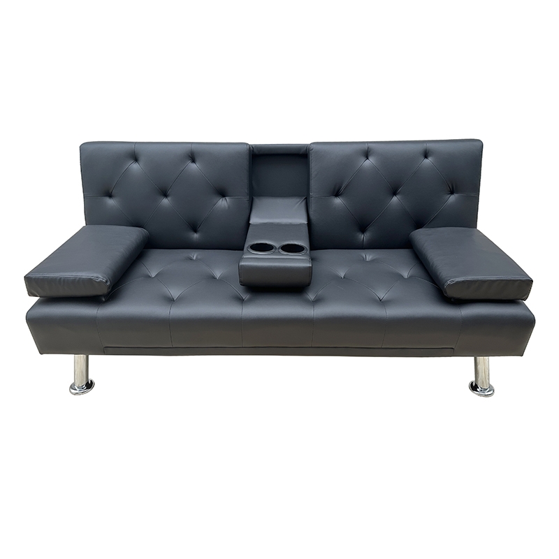 REST BLACK PU ΚΑΝΑΠΕΣ-ΚΡΕΒΑΤΙ 168X88X79εκ.