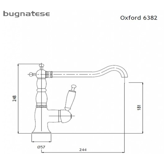 Bugnatese Oxford 6382-100 Μπαταρία Κουζίνας Χρωμέ/Λευκή Με Μακρύ Περιστρεφόμενο Ρουξούνι
