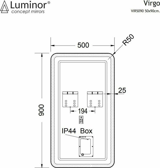 Luminor VIRGO 50 Φωτιζόμενος Καθρέπτης LED 50x90 Εκ.